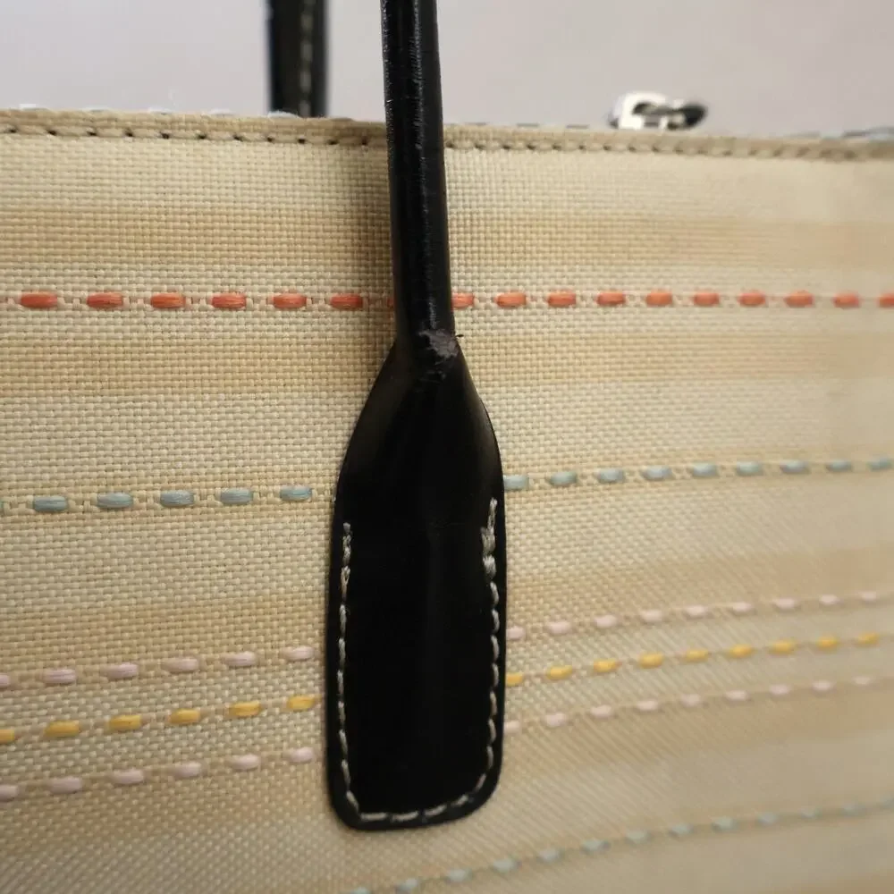 Vintage Kate Spade Cream Colorful Rainbow Stripe Shoulder Bag Purse 90s Y2K